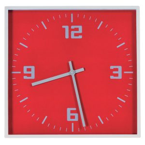 Часы настенные КВАДРАТ красные с нанесением логотипа