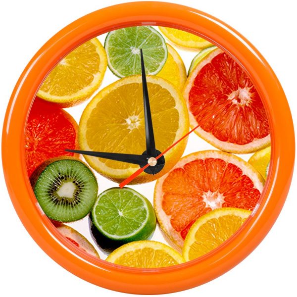Часы настенные PRINT оранжевые для рекламной вставки с нанесением логотипа компании