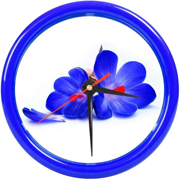 Часы настенные PRINT синий для рекламной вставки с нанесением логотипа компании
