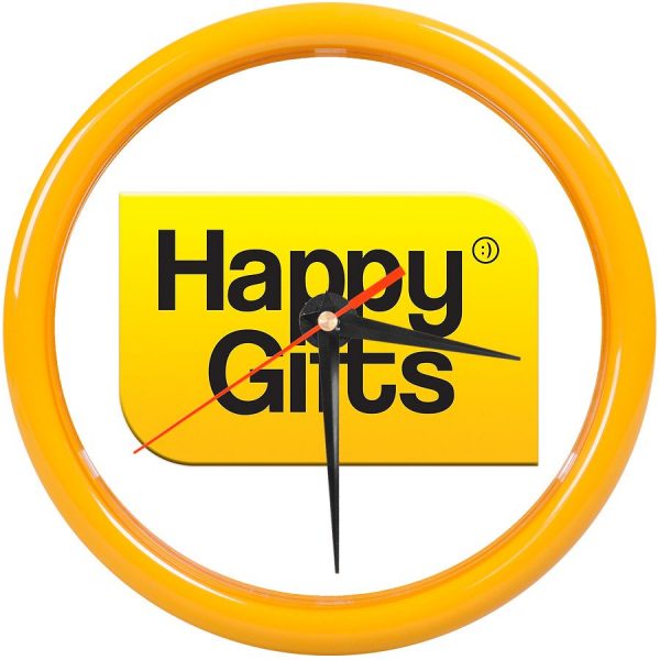 Часы настенные PRINT желтые для рекламной вставки с нанесением логотипа компании