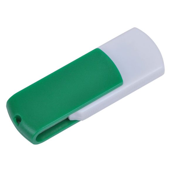 USB flash-карта Easy (8Гб) бело-зеленая с нанесением логотипа