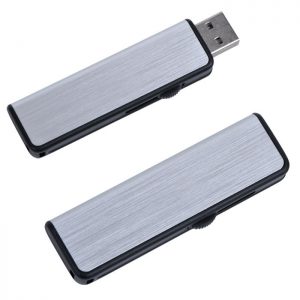 USB flash-карта Pull (8Гб) серебристо-черная с нанесением логотипа