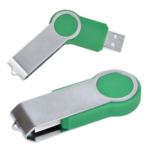 USB flash-карта Swing (8Гб) зеленая с нанесением логотипа