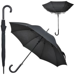 Зонт-трость Anti Wind черный с нанесением логотипа