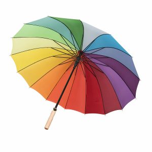 Зонт-трость Радуга (полуавтомат) 16 разноцветных клиньев с нанесением логотипа