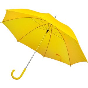 Зонт-трость с пластиковой ручкой, механический желтый с нанесением логотипа