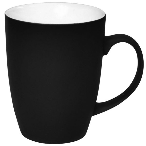 Кружка Sweet черная с прорезиненным покрытием с нанесением логотипа