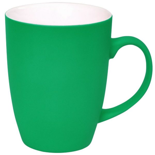 Кружка Sweet зеленая с прорезиненным покрытием с нанесением логотипа