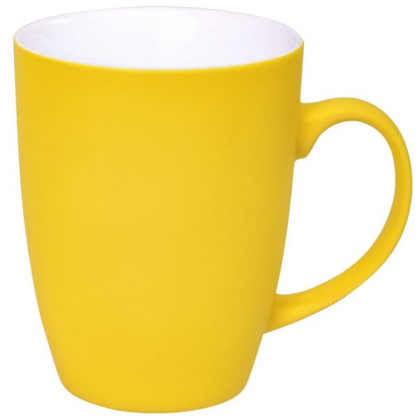 Кружка Sweet желтая с прорезиненным покрытием с нанесением логотипа