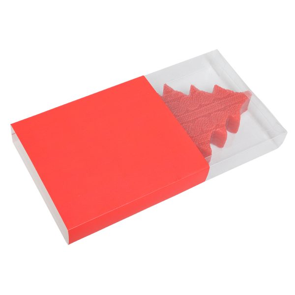 Свеча подарочная ЕЛКА красная с нанесением логотипа упаковка